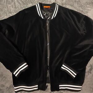 Tallia Black Bomber Jacket with White Stripes